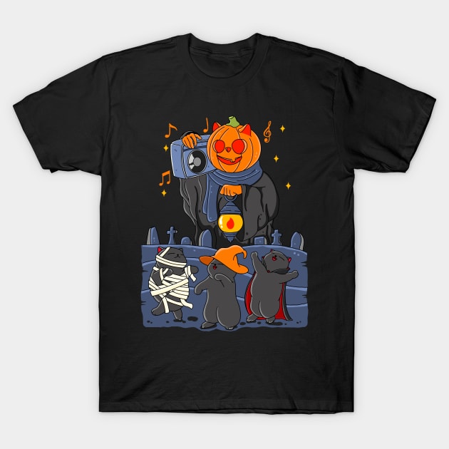 Dancing Cats Halloween T-Shirt by Kimprut